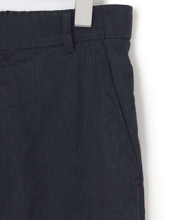 23区 【洗える】リネンレーヨンストレッチ ワイド パンツ ネイビー系
