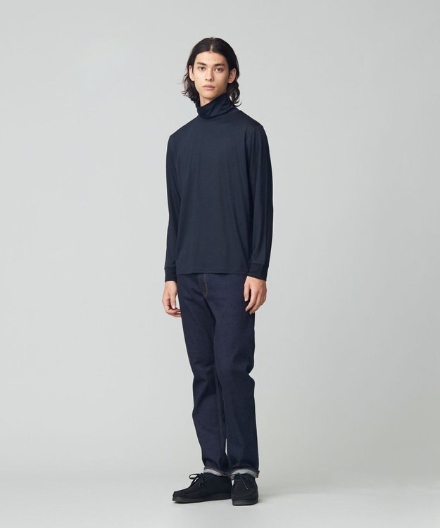 J.PRESS MEN ウールストレッチジャージ タートルネックカットソー ネイビー系