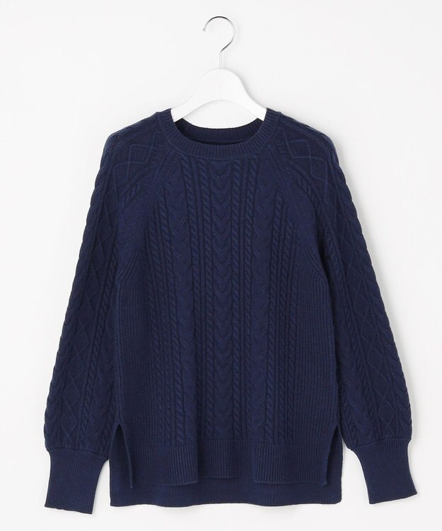 ANY SIS ケーブル ニット プルオーバー ネイビー