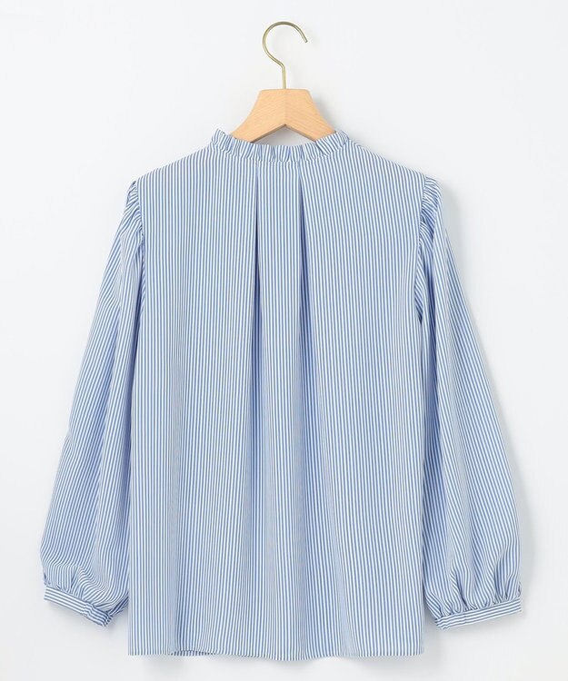 組曲 【WEB限定】ライトデシン フリル襟ブラウス ブルーストライプ系5