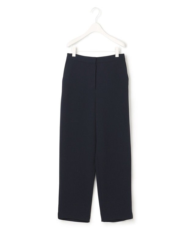 ICB L 【洗える】 ダブルクロスクレープ ストレートパンツ ネイビー系