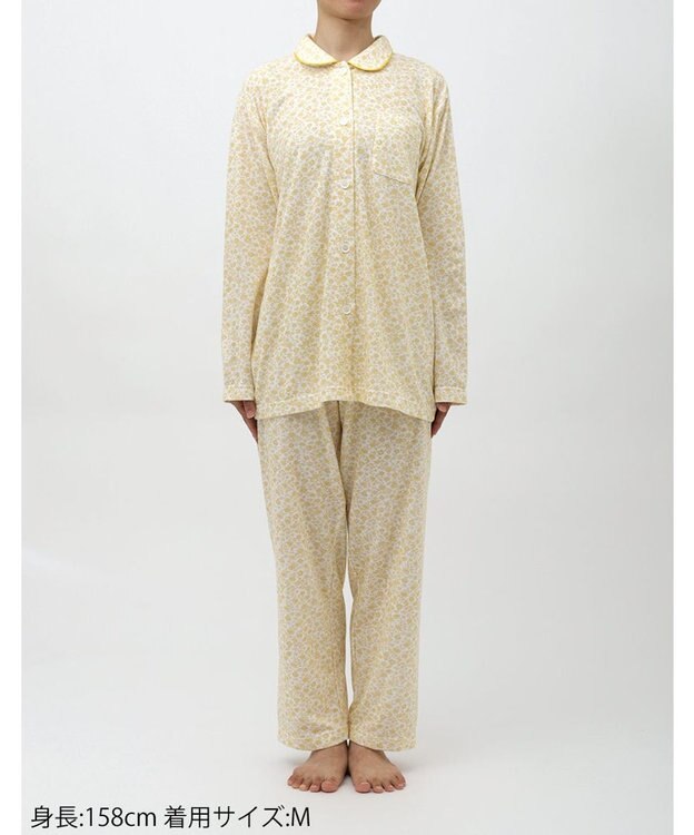 Wing 【パジャマ】 長袖・長ズボン 綿100％（表側・肌側） パイル素材（肌側） EP8093 ウイング／ワコール イエロー