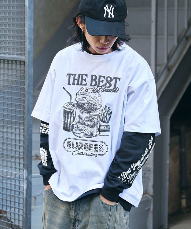 WEGO 【ユニセックス着用ITEM】グラフィックアンサンブルT（LS） ホワイト