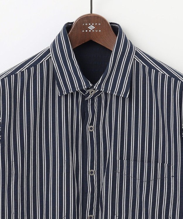 JOSEPH ABBOUD 【キングサイズ・オーガニックコットン/サスティナブル】JOE COTTON プリッセリバー リバーシブル シャツ ネイビー系1