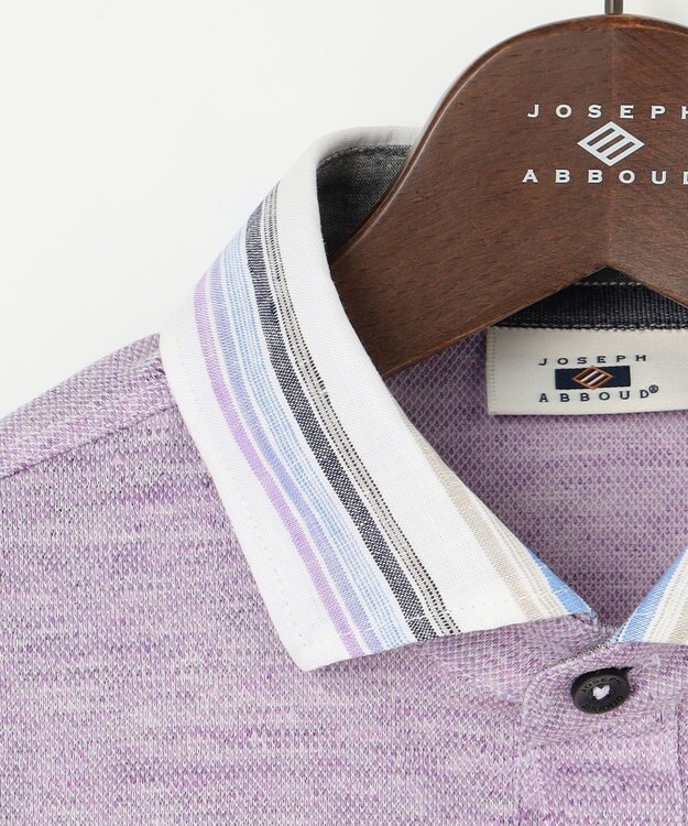 JOSEPH ABBOUD 【リネン素材/吸水速乾/日本素材】リネンハニカム ダディ ポロシャツ ライラック×ストライプ
