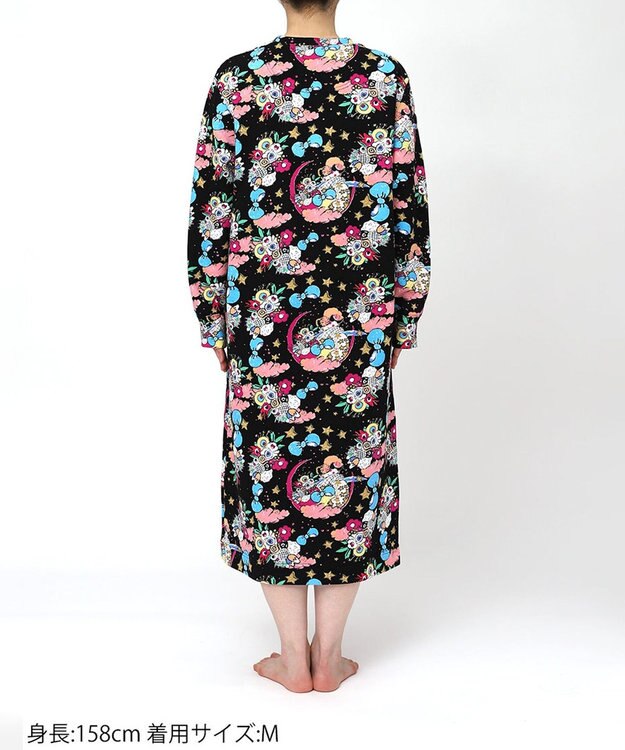 tsumori chisato SLEEP ツモリチサト ネグリジェ 綿100%(本体) あったか 長袖 ルームウェア レディース UNW407 /ワコール ブラック