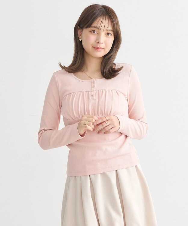 earth music&ecology 切替ギャザーコンパクトカットプルオーバー Pink