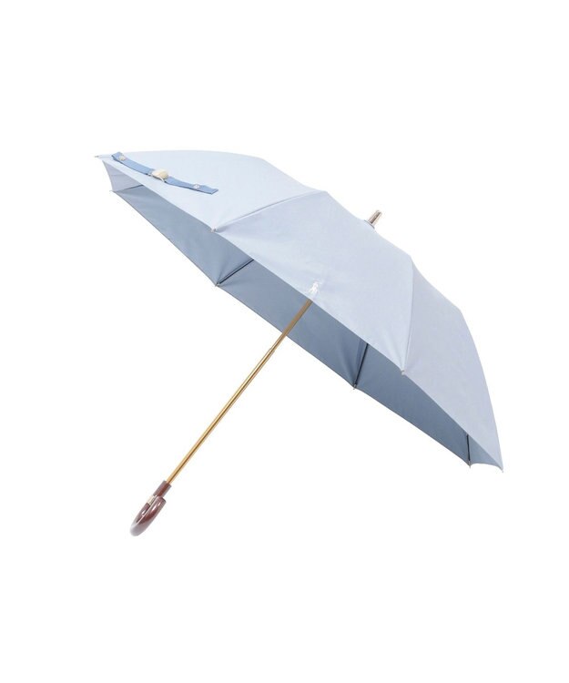 MOONBAT 【日本製】POLO RALPH LAUREN 遮光 晴雨兼用 折りたたみ日傘 ワンポイント 無地ポロ スカイブルー
