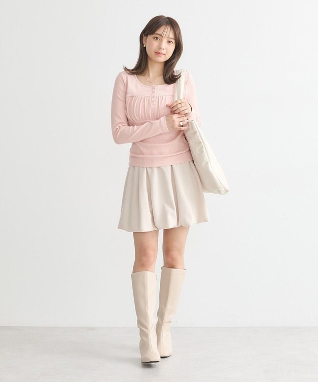 earth music&ecology 切替ギャザーコンパクトカットプルオーバー Pink