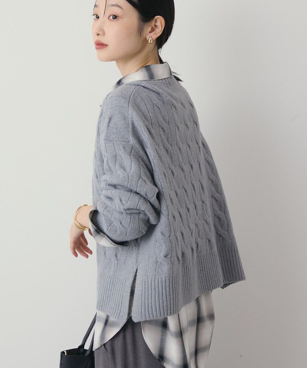 AMERICAN HOLIC ミドルゲージケーブルニットプルオーバー Gray Mixture