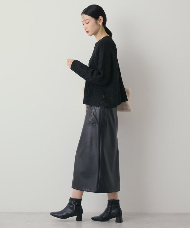 AMERICAN HOLIC ミドルゲージケーブルニットプルオーバー Black