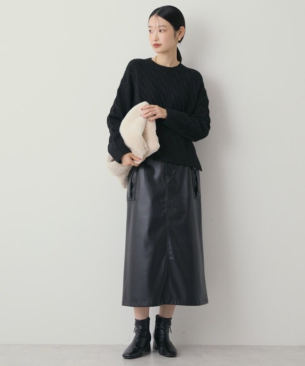 AMERICAN HOLIC ミドルゲージケーブルニットプルオーバー Black