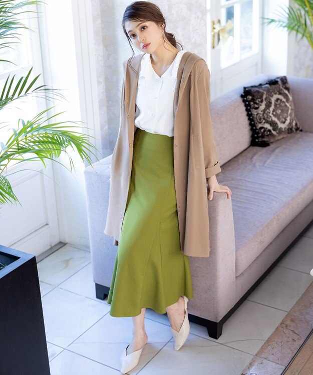 Tiaclasse L 【洗える】バックベルトフーデットコート ベージュ