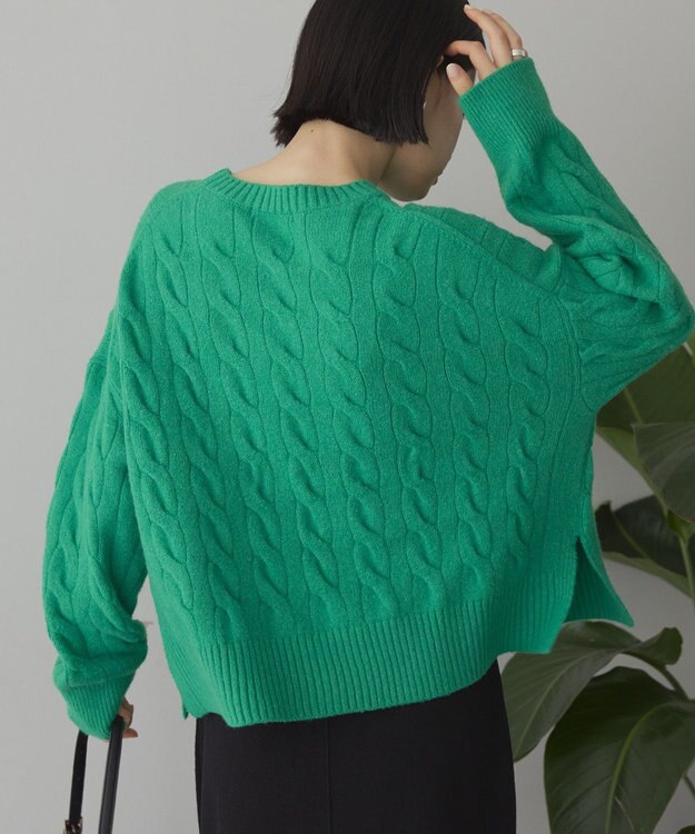 AMERICAN HOLIC ミドルゲージケーブルニットプルオーバー Green