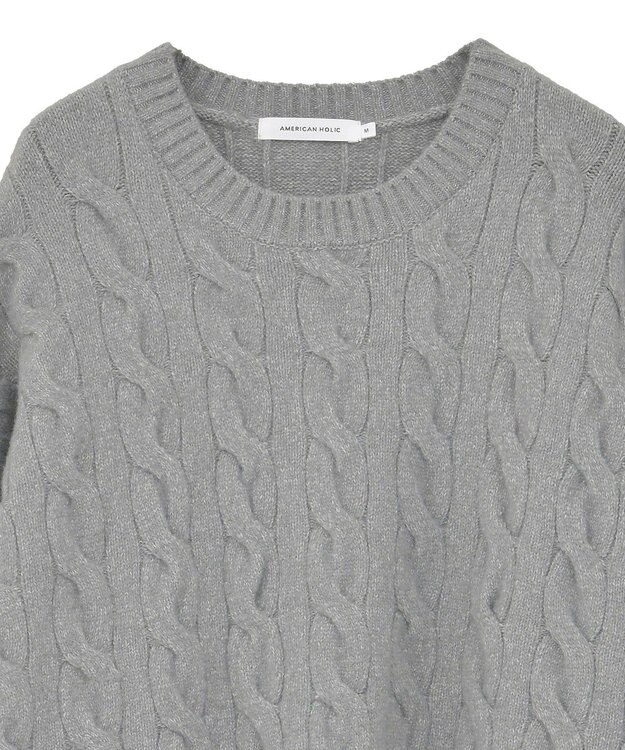 AMERICAN HOLIC ミドルゲージケーブルニットプルオーバー Gray Mixture