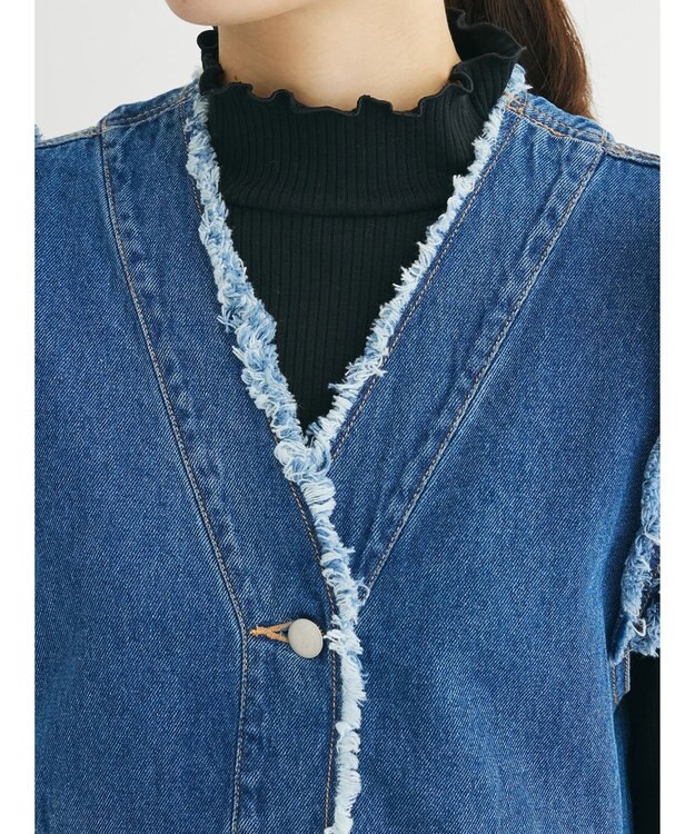 Green Parks ・Ｄｏｕｂｌｅ　Ｆｌａｇｓショルダーフリルデニムベスト Indigo