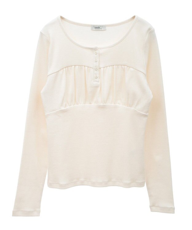 earth music&ecology 切替ギャザーコンパクトカットプルオーバー Off White