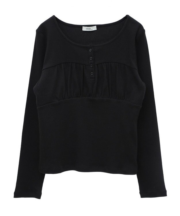 earth music&ecology 切替ギャザーコンパクトカットプルオーバー Black