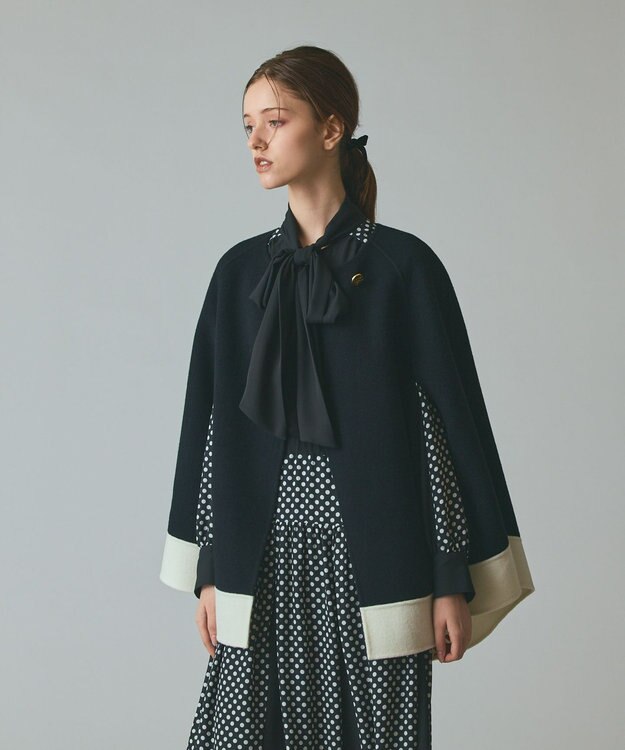 GRACE CONTINENTAL ストール付リバーケープ ブラック