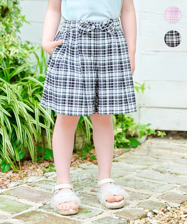 ANY KIDS チェック柄キュロット ブラック