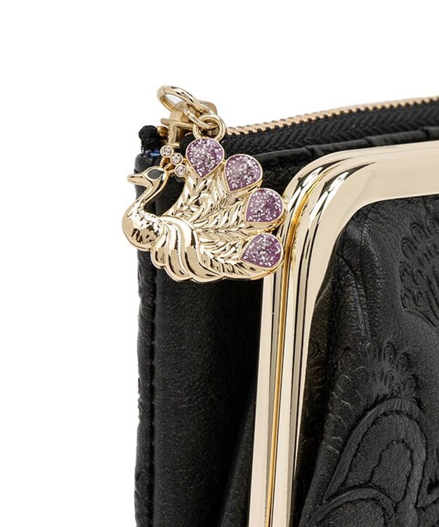 ANNA SUI ピーコック 二つ折り口金長財布 クロ