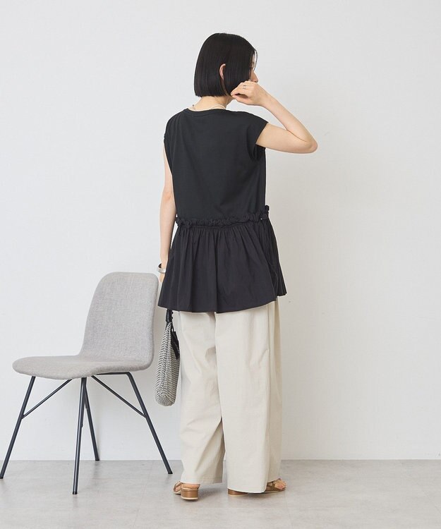AMERICAN HOLIC 汗染み防止・異素材ペプラムプルオーバー Black