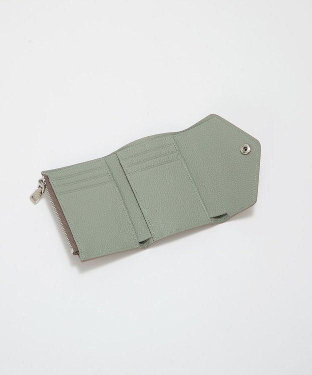 TOPKAPI 【Breath TOPKAPI】DUAL デュアル シュリンクレザー バイカラー 三つ折り 財布　薄型 / 軽量 グレージュ