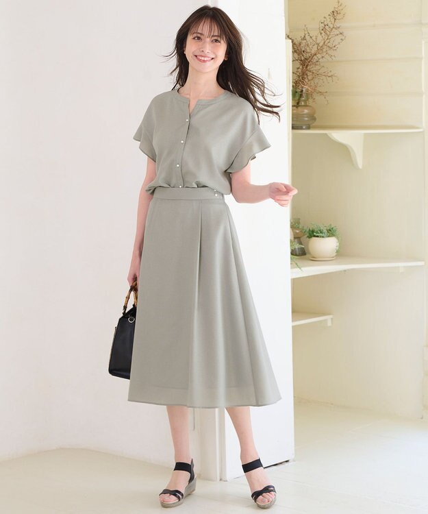 ANY SIS 【美人百花6月号掲載】スムージーポリエステル ブラウス ライトカーキ