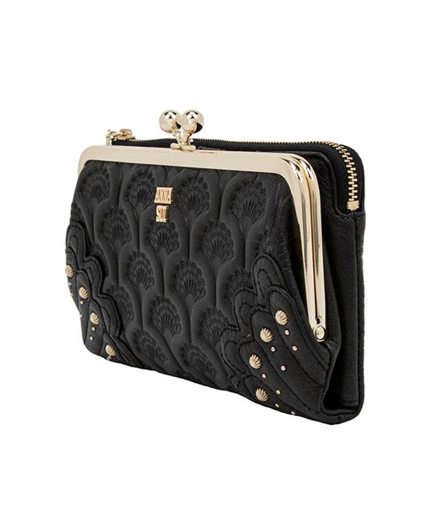 ANNA SUI ピーコック 二つ折り口金長財布 クロ