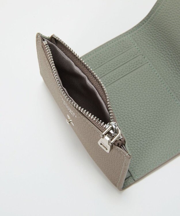 TOPKAPI 【Breath TOPKAPI】DUAL デュアル シュリンクレザー バイカラー 三つ折り 財布　薄型 / 軽量 グレージュ