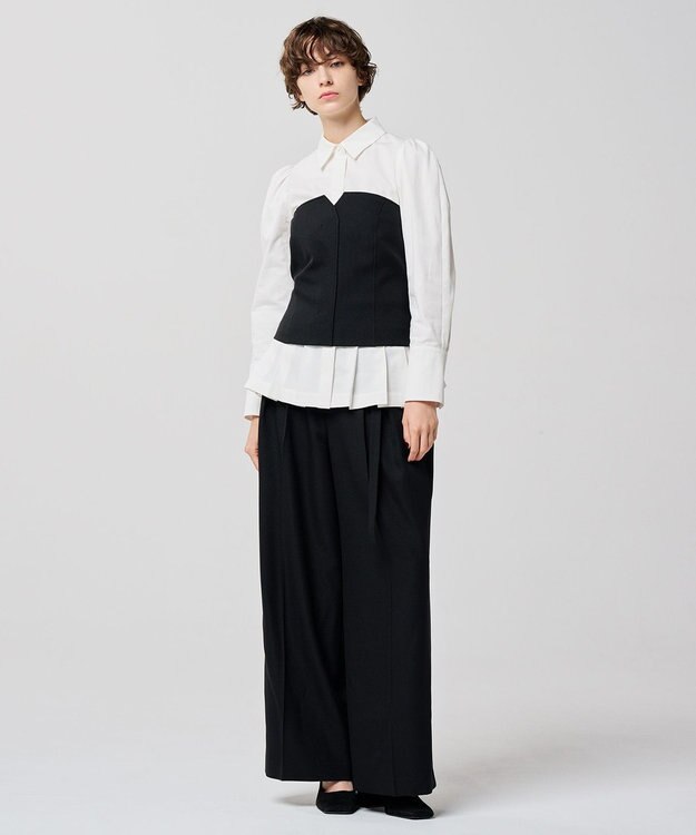 uncrave コットンツイル ペプラムシャツ（uncrave WHITE） オフ