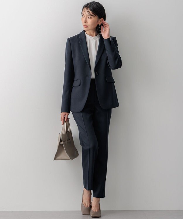 23区 【洗える】ウールライクカルゼ  テーラードジャケット ネイビー系