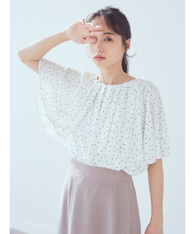 earth music&ecology ケープカラーブラウス Dot