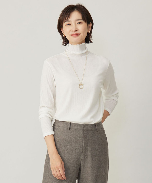 J.PRESS LADIES S カシミヤシルクリブタートル カットソー アイボリー系