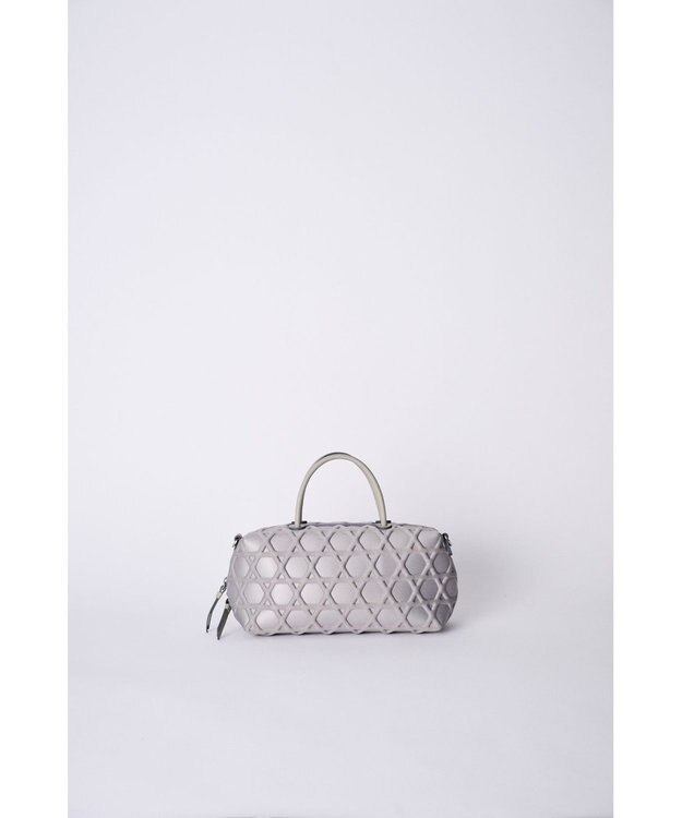 MIYABIYA 【撥水加工】篭目大柄エンボスボンディングミニボストン シルバーグレー