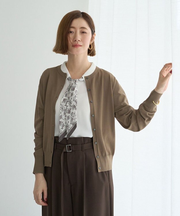 YECCA VECCA 【UVカット】クルーネックカーディガン Dark Beige