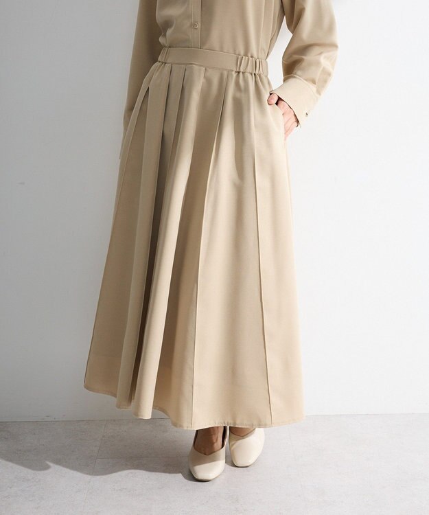 Green Parks ＳＥＴ２点スキッパーブラウス＋プリーツスカート Beige