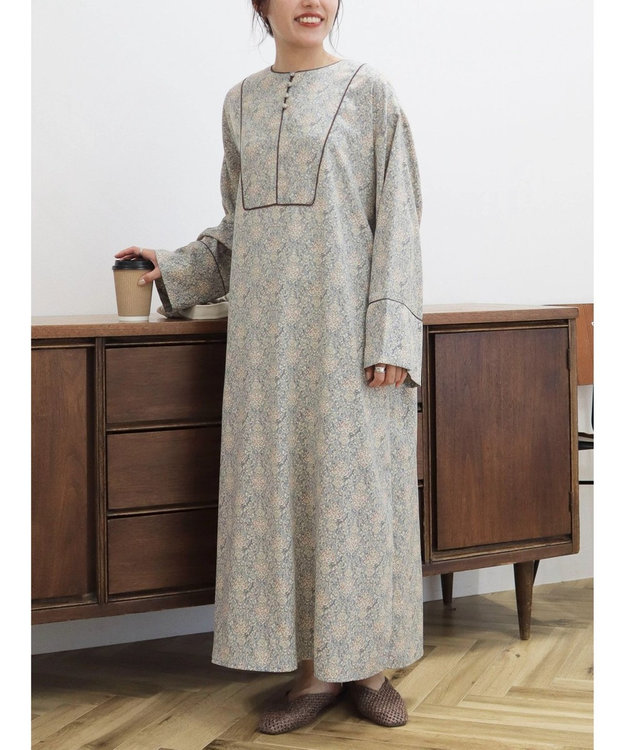 CRAFT STANDARD BOUTIQUE パイピングカフタンワンピース Gray