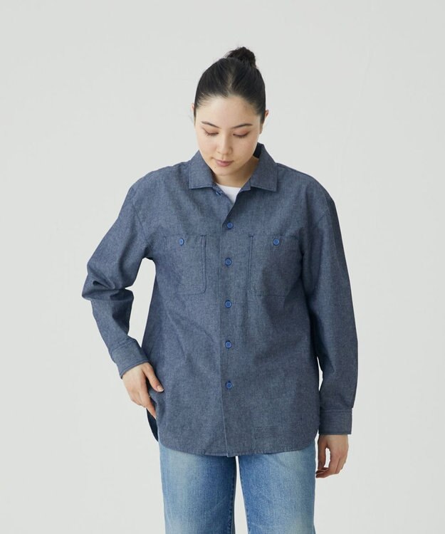 caqu USN chambrey shirts コットンシャンブレーシャツ rinse