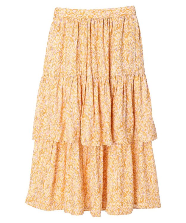 AMERICAN HOLIC ティアードエスニックプリントスカート Orange