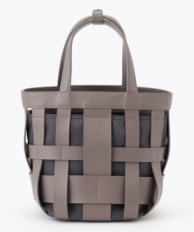 Y'SACCS 【リサイクルレザー】メッシュかごバッグ　small グレージュ×グレージュ