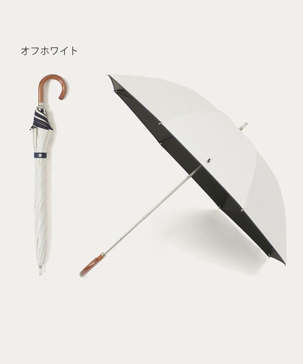 MOONBAT 【WEB限定/遮光率100%/遮熱/UV】POLO RALPH LAUREN（ポロ ラルフローレン）晴雨兼用日傘 無地 オーバーロック刺繍 長傘 オフホワイト