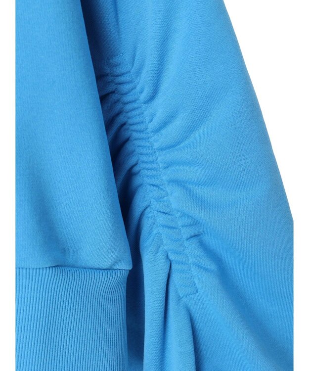 earth music&ecology クルーネック袖シャーリングスウェット Light Blue