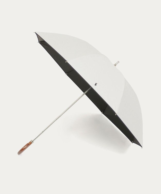 MOONBAT 【WEB限定/遮光率100%/遮熱/UV】POLO RALPH LAUREN（ポロ ラルフローレン）晴雨兼用日傘 無地 オーバーロック刺繍 長傘 オフホワイト