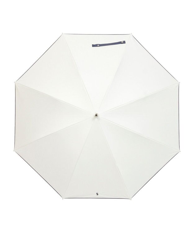 MOONBAT 【WEB限定/遮光率100%/遮熱/UV】POLO RALPH LAUREN（ポロ ラルフローレン）晴雨兼用日傘 無地 オーバーロック刺繍 長傘 オフホワイト