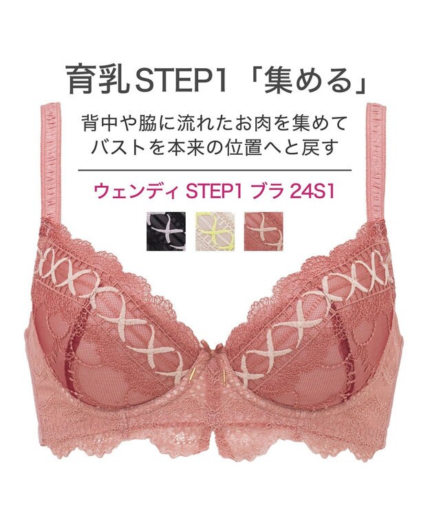 BRADELIS New York 【BRADELIS New York / 育乳補整ブラ・STEP1 集める】ウェンディステップ1ブラ24S1 脇のお肉もふんわり包んで補正するブラ コッパーピンク