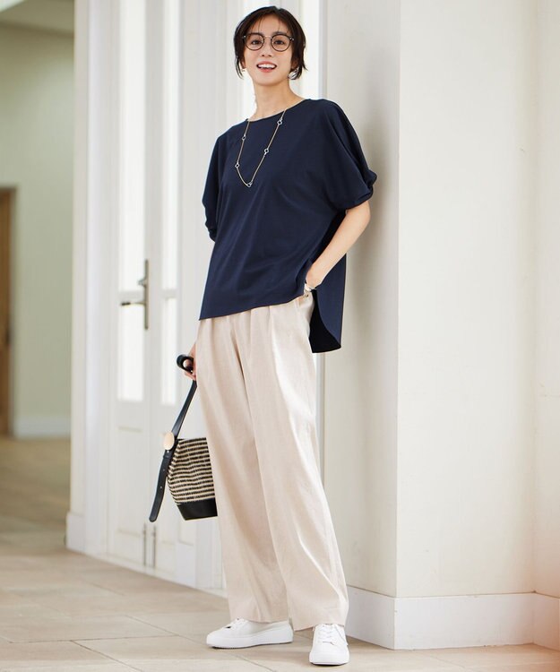 自由区 【セットアップ対応・洗える】LIPストレッチワイドストレート パンツ フラックス