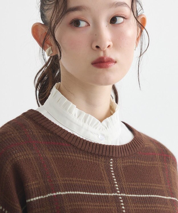 earth music&ecology チビフリルスタンドカラー付け襟 Off White