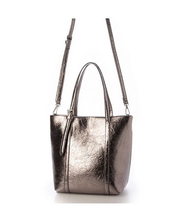 UNBILLION カシュカシュ cachecache / クラッシュメタリック2wayミニトート ダークシルバー