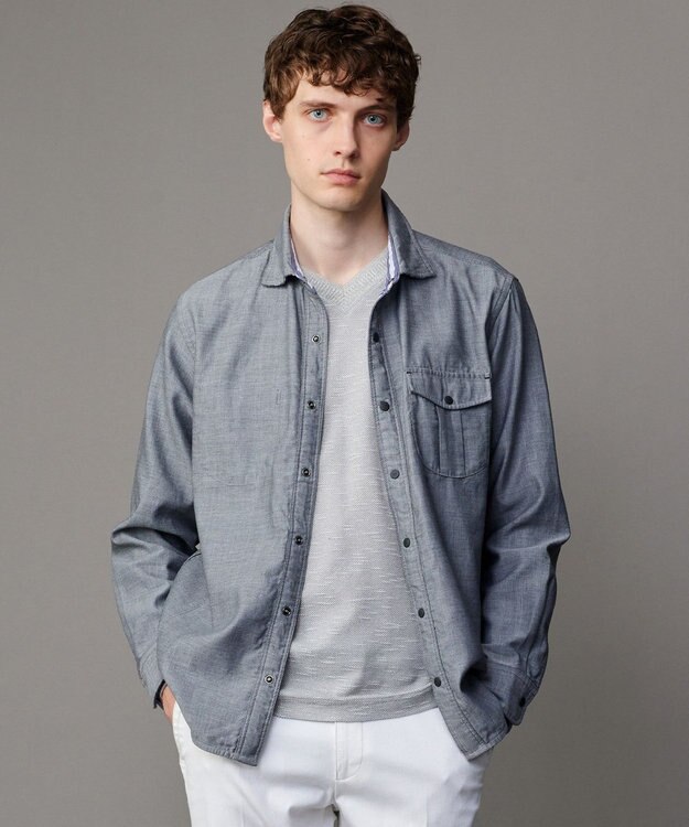 JOSEPH ABBOUD 【キングサイズ・2WAY】リバーシブル シャツ グレー系